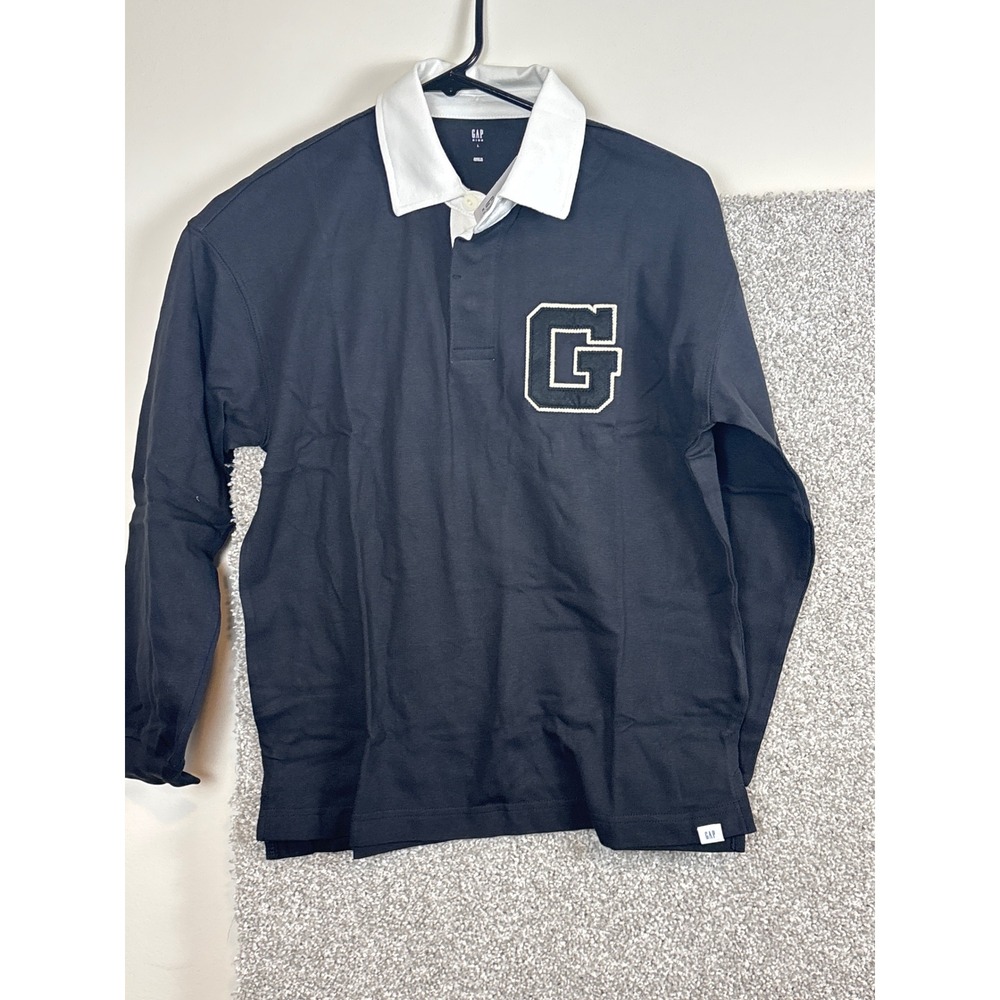GAP Kids Boys Black Long Sleeve Rugby‎ Shirt Graphic Boys Size Large (10)